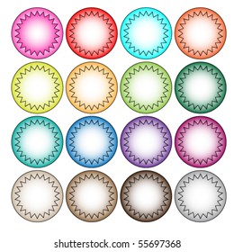 Colorful vector button collection over white background