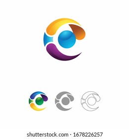 Colorful Vector C Letter Logo Design. 