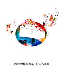 Colorful vector cake background with butterflies 