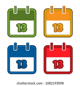 Colorful vector calendar. Calendar Date. 13. Flat design