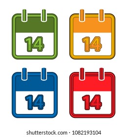Colorful vector calendar. Calendar Date. 14. Flat design
