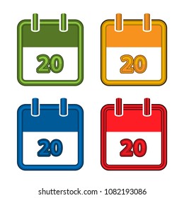Colorful vector calendar. Calendar Date. 20. Flat design