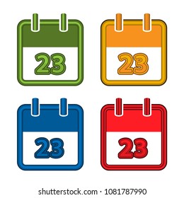 Colorful vector calendar. Calendar Date. 23. Flat design