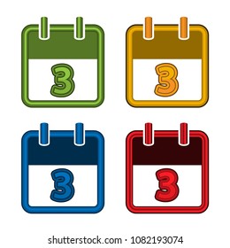 Colorful vector calendar. Calendar Date. 3. Flat design