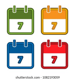 Colorful vector calendar. Calendar Date. 7. Flat design