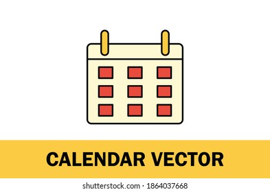 Colorful vector of calendar icon. Isolated on white background. For Designer.