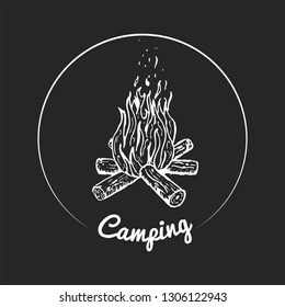 colorful vector campfire with wood, sketch, background design, 
illustration.
