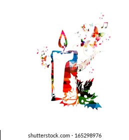 Colorful vector candle background with butterflies.