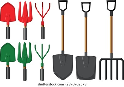 Farbige Vektorgrafik mit einer Reihe von Gartenwerkzeugen