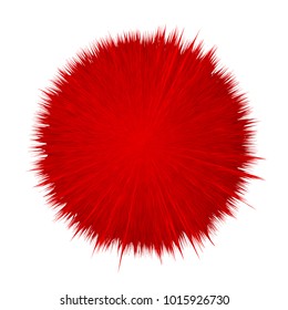 Colorful vector cartoon fluffy pompon. Fur ball. Vector isolated on white background. Funny fur ball for game design.