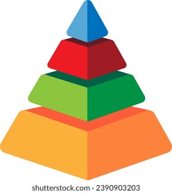 A colorful vector cartoon pyramid in 3D