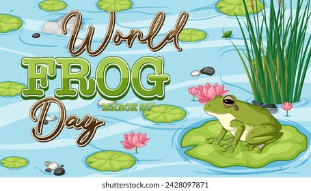Vector colorido que celebra a las ranas y su hábitat