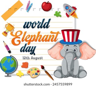 Colorful vector celebrating World Elephant Day.