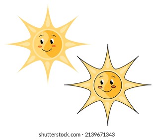 Colorful vector children illustration ready to print: sun collection wall sticker