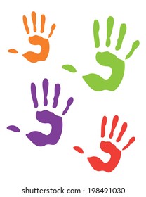 Colorful Vector Childrens Handprints Isolated Over Stock Vector ...