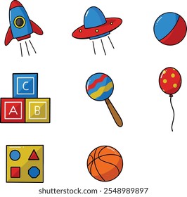 colorful vector children's toys collection