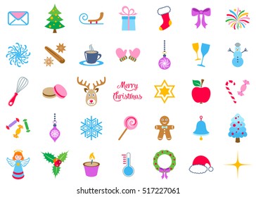 Colorful vector christmas icons high quality big collection