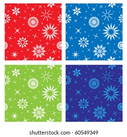 Colorful vector Christmas pattern with snowflakes and stars