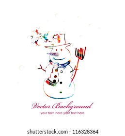 Colorful vector Christmas Snowman