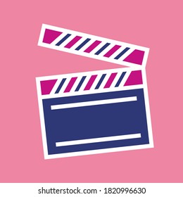 colorido icono del cine vectorial de la placa de la pila 