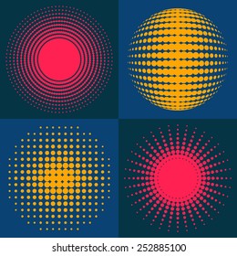 Colorful vector circle abstract halftone design elements collection