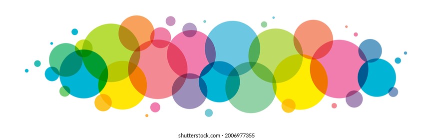 Banner de círculos vectoriales coloridos sobre fondo blanco