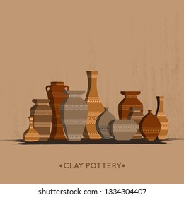 Colorful Vector Clay Pottery Collection