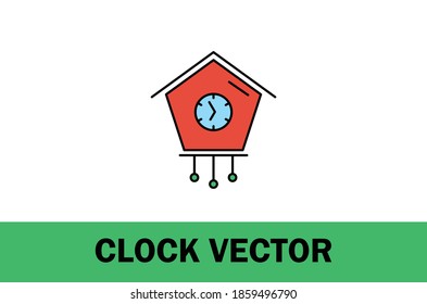 Colorful vector of clock icon. Christmas Theme. Isolated on white background. For designer.