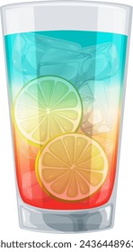 Colorful vector of a cold beverage with citrus slices