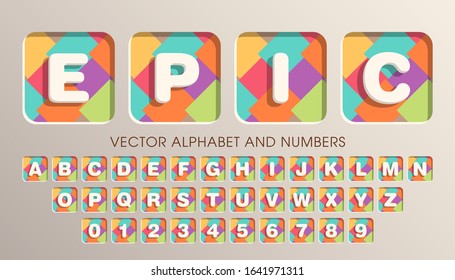 Colorful vector collection of intricate alphabet and numbers.