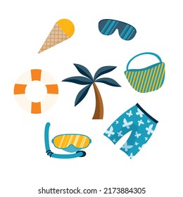 colorful vector collection of summer vacation elements