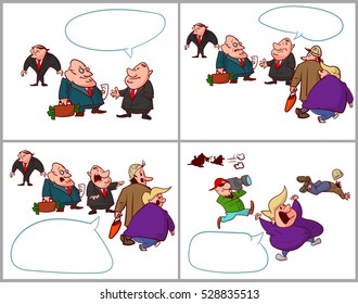 Colorful vector comic of corrupt politicians, lying the people, to cover their crimes.