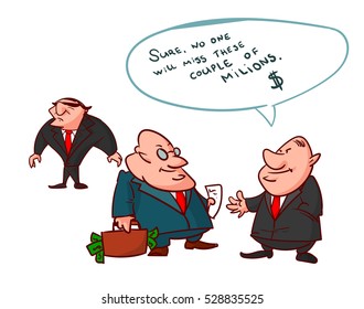 Colorful vector comic of corrupt politicians