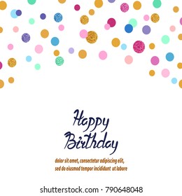 Colorful vector confetti background. Birthday greeting card design.