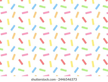 Colorful vector confetti pattern. Bakery themed donut, doughnut or cupcake sugar sprinkle background.