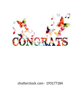 Colorful vector "CONGRATS" background with butterflies 