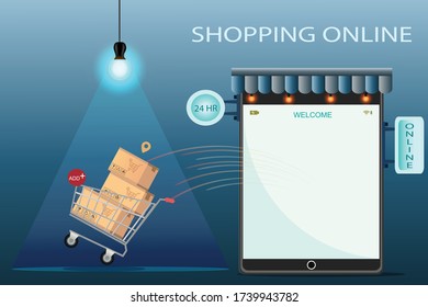 The colorful of vector creative shopping online concept idea