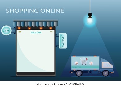 El colorido de la idea del concepto vectorial creativo de compras en línea