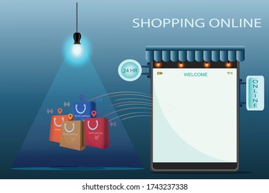 El colorido de la idea del concepto vectorial creativo de compras en línea