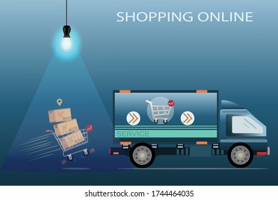 The colorful of vector creative shopping online concept idea