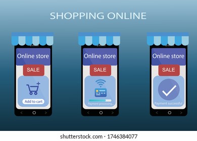 The colorful of vector creative shopping online concept idea for new normal concept