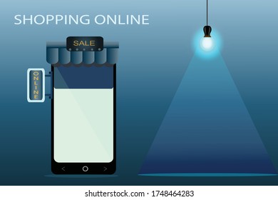 El colorido de vectores compras creativas en línea nueva idea de concepto normal
