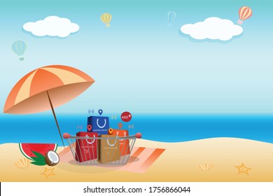 The colorful of vector creative shopping online concept idea