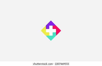 Colorful vector cross logo Round medical icon. 