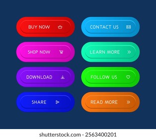 Colorful vector CTA button set.
