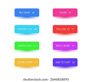 Colorful vector CTA button set.
