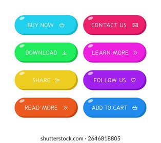 Colorful vector CTA button set.