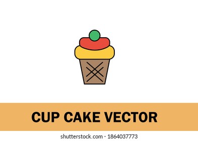 Colorful vector of cupcake icon. Isolated on white background. For Designer.