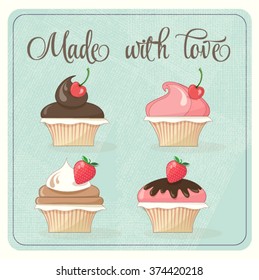 Colorful vector cupcakes