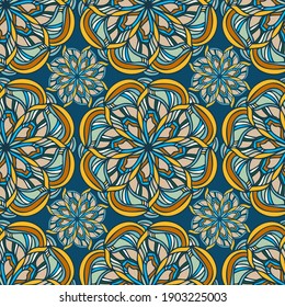 Colorful vector decorative abstract geometric floral ornament seamless pattern. The design is perfect for textiles, surfaces, home decor, women fashion, sheets, backgrounds, decoration